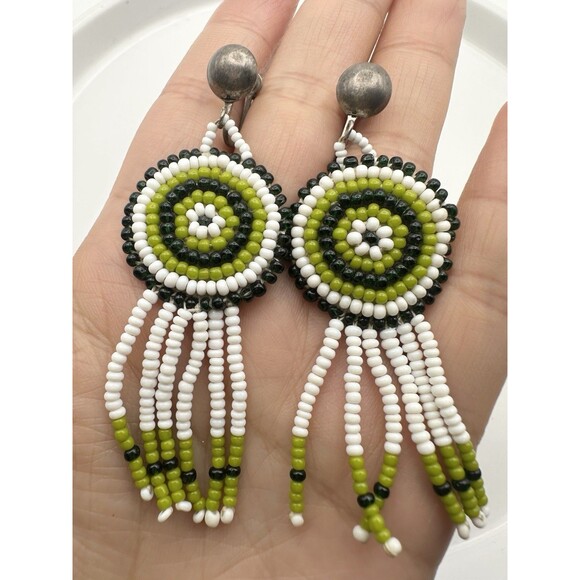 Vintage Sterling Silver Beaded Screw Back Earrings - Picture 1 of 5